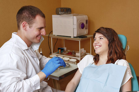 Girl on examination at dentist