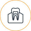 Tooth icon in briefcase symbolizing dental professional services or dentistry business.