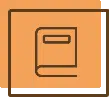 Orange book icon with simple lines on tan background, representing reading or library resources.