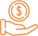 Hand holding coin icon representing financial support or charitable giving