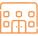 Simple house icon with windows and door, representing home or residential property for Cooper family website.