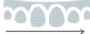 Decorative arch pattern with arrow indicating measurement or scale on gray background.
