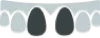 Five footprints in sand, three gray and two dark, arranged in a row.