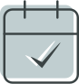 Calendar icon with checkmark symbol indicating completed task or scheduled event.