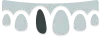 Gray and black abstract shapes arranged in a horizontal line on white background.